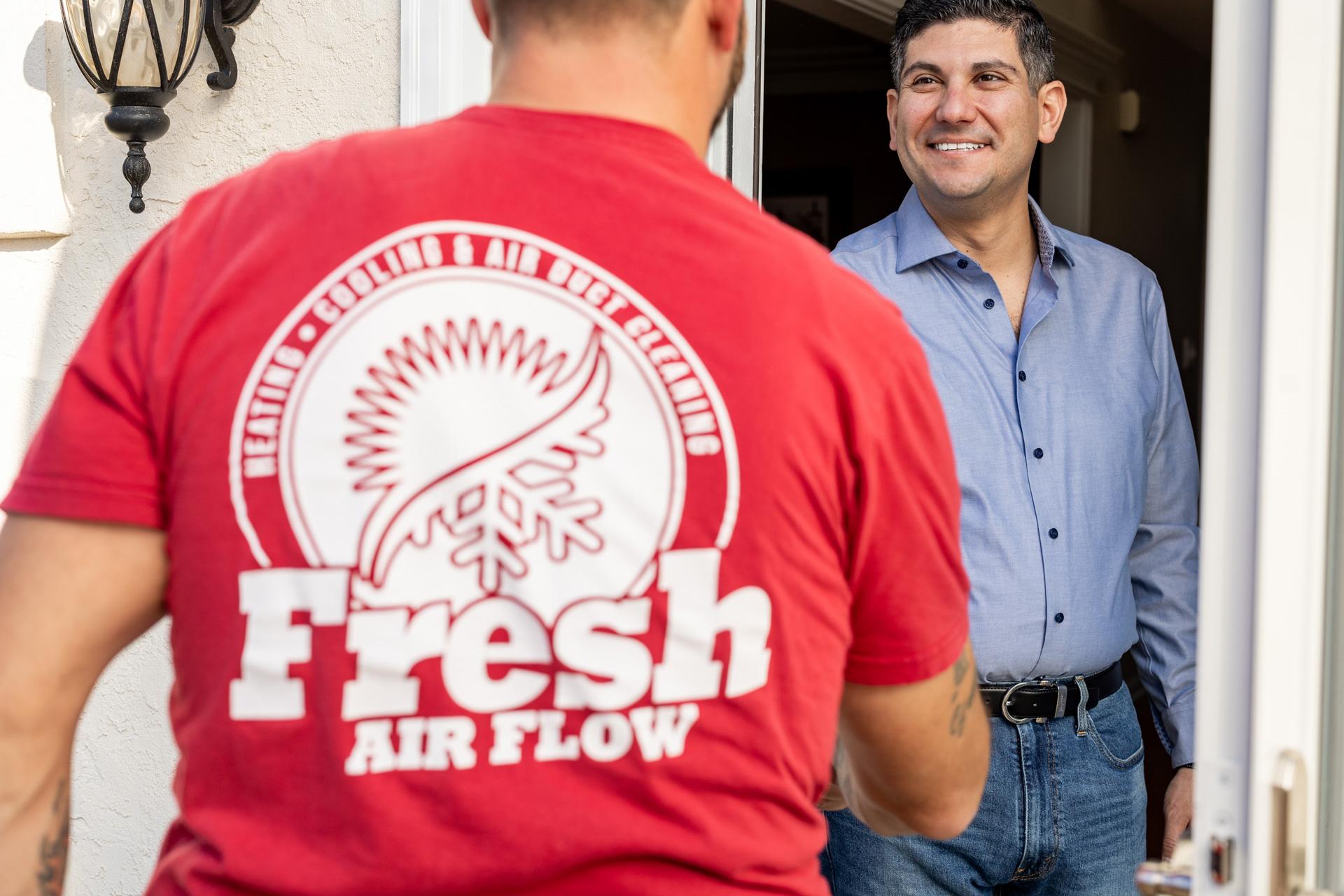 Watch — a Fresh Air Flow tech welcomed at a Cherry Hill customer's door